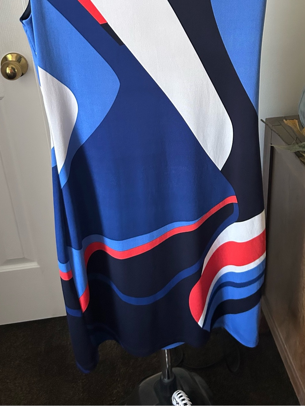 Women's Navy Blue Abstract Print Dress